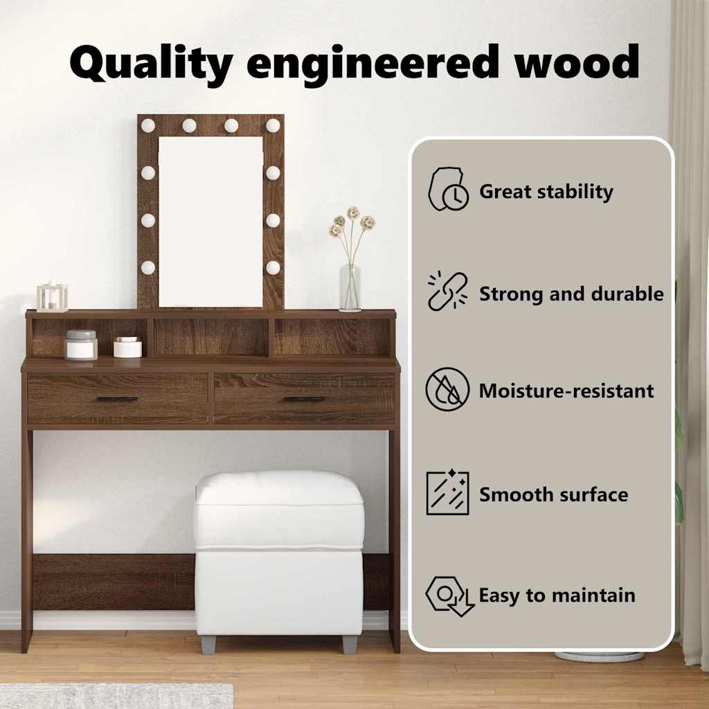 Dressing Table Brown 100 x 41 x 140 cm Engineered Wood
