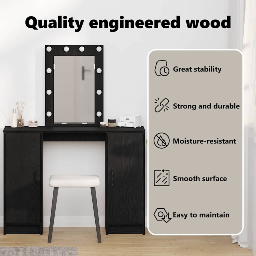 Dressing Table Black 102 x 33 x 135 cm Engineered Wood