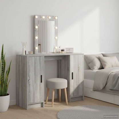 Dressing Table with Door Grey 102 x 33 x 135 cm Engineered Wood