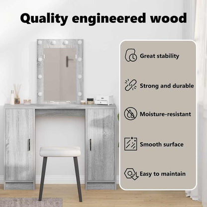 Dressing Table with Door Grey 102 x 33 x 135 cm Engineered Wood