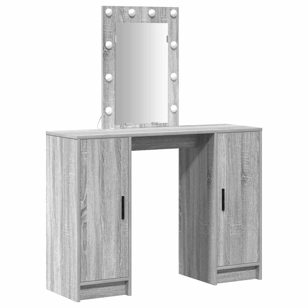 Dressing Table with Door Grey 102 x 33 x 135 cm Engineered Wood