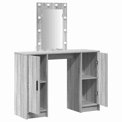 Dressing Table with Door Grey 102 x 33 x 135 cm Engineered Wood