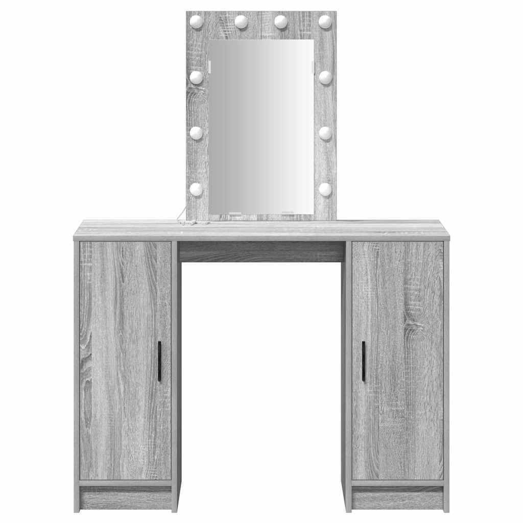 Dressing Table with Door Grey 102 x 33 x 135 cm Engineered Wood