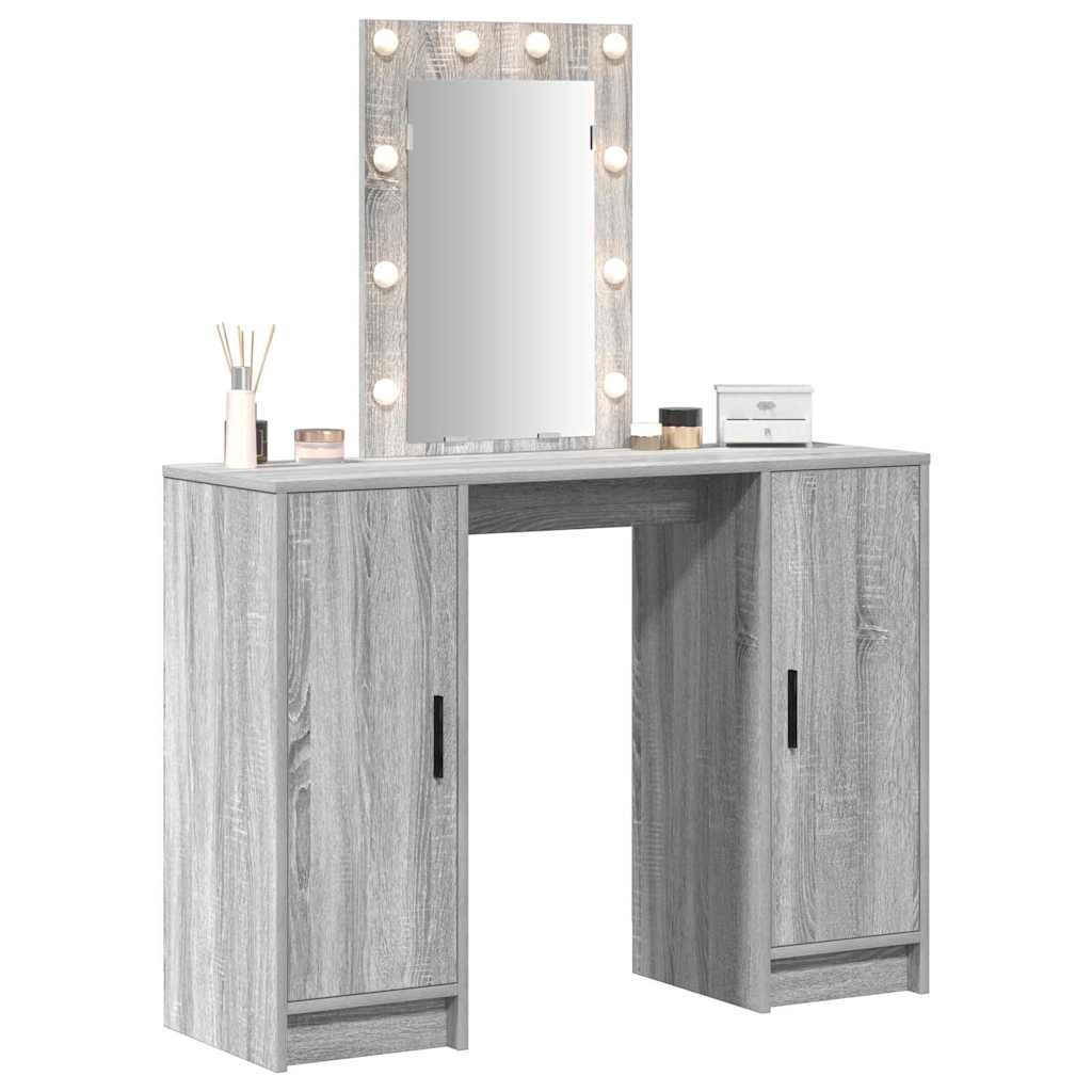 Dressing Table with Door Grey 102 x 33 x 135 cm Engineered Wood
