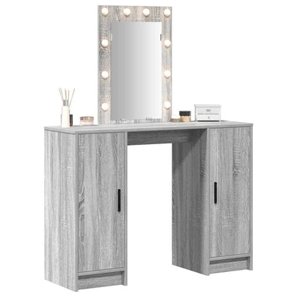 Dressing Table with Door Grey 102 x 33 x 135 cm Engineered Wood