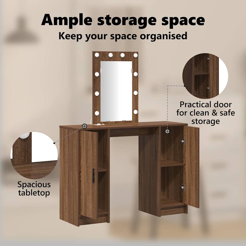 Dressing Table Brown 102 x 33 x 135 cm Engineered Wood