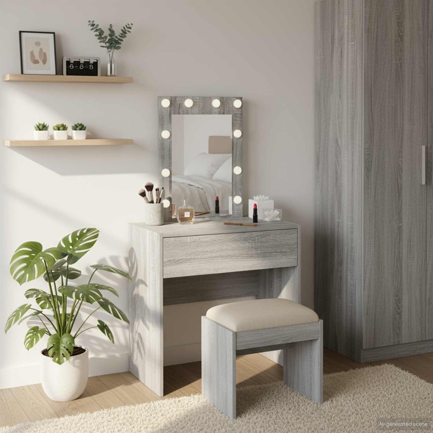 Dressing Table with Drawer Grey 60 x 40 x 70 cm Engineered Wood
