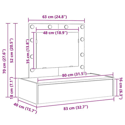 Dressing Table Black 83 x 40 x 70 cm Engineered Wood