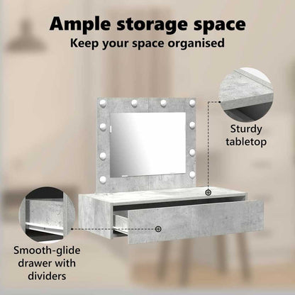 Dressing Table with Drawer Grey 83 x 40 x 70 cm Engineered Wood