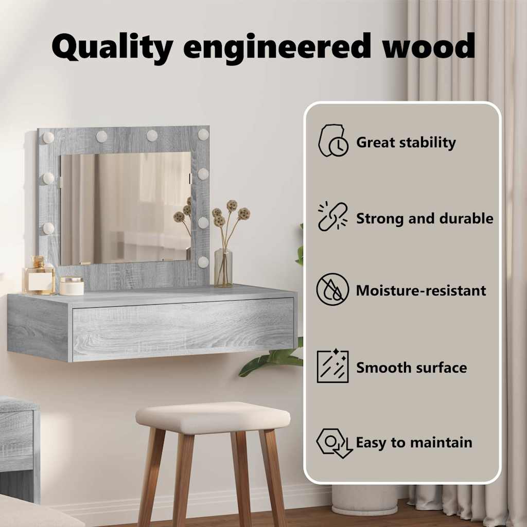 Dressing Table with Drawer Grey 83 x 40 x 70 cm Engineered Wood