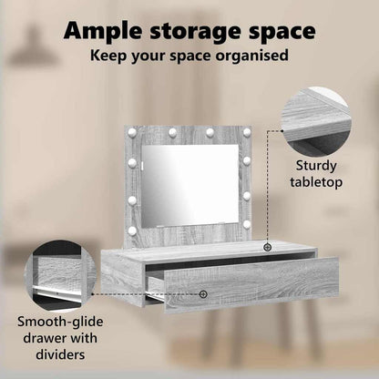 Dressing Table with Drawer Grey 83 x 40 x 70 cm Engineered Wood