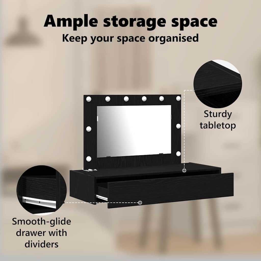 Dressing Table Black 100 x 40 x 70 cm Engineered Wood