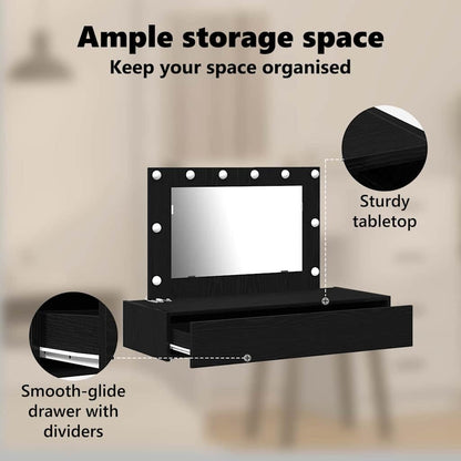 Dressing Table Black 100 x 40 x 70 cm Engineered Wood