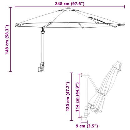Garden Parasol Taupe 248 x 248 x 148 cm Polyester and Steel
