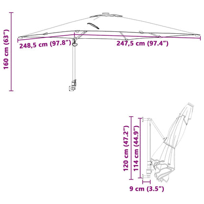 Garden Parasol Sand 248.5 x 247.5 x 160 cm Polyester and Steel