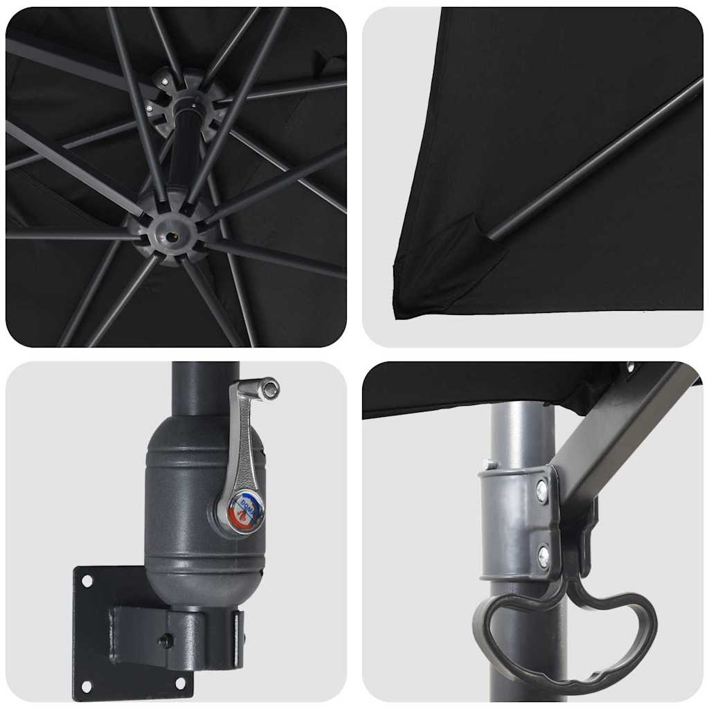 Garden Parasol Black 248.5 x 247.5 x 160 cm Polyester and Steel