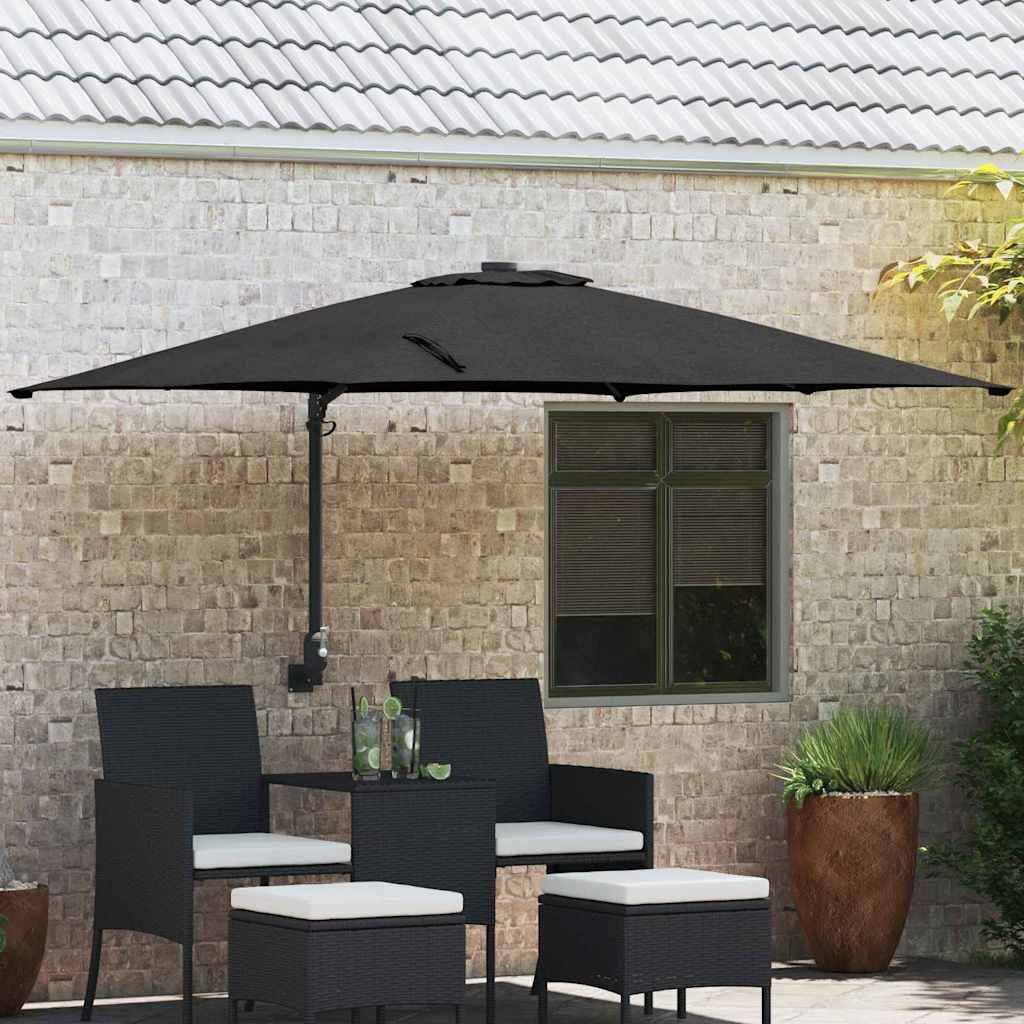 Garden Parasol Black 248.5 x 247.5 x 160 cm Polyester and Steel