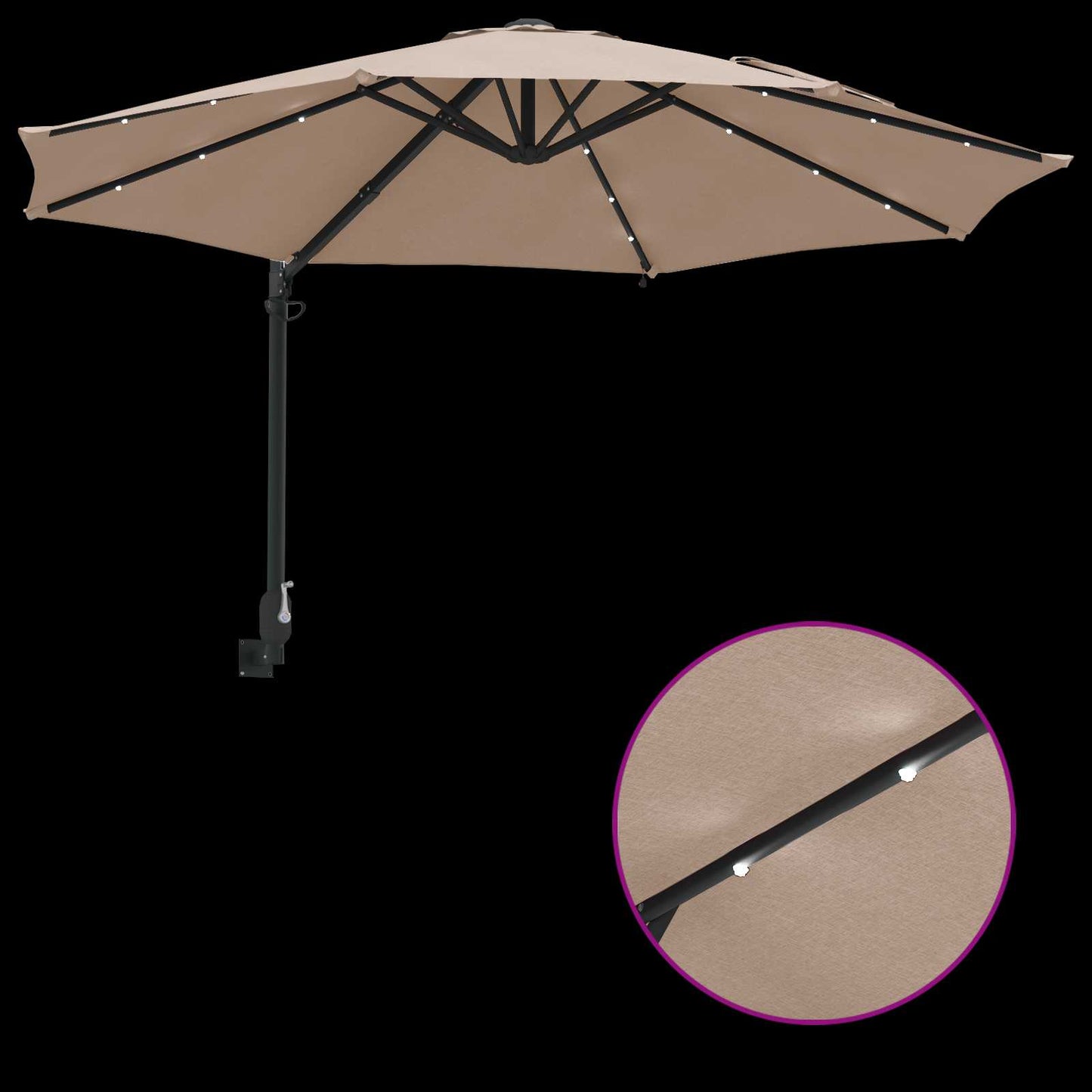 Garden Parasol Taupe 248 x 248 x 148 cm Polyester and Steel