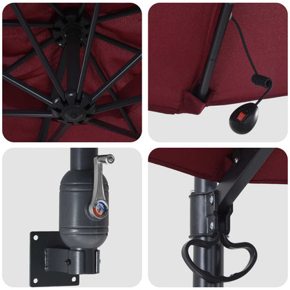 Garden Parasol Manual Bordeaux Red 248 x 248 x 148 cm