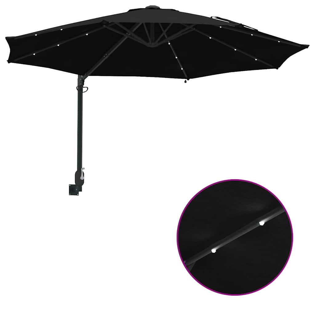 Garden Parasol Black 248 x 248 x 148 cm Polyester and Steel