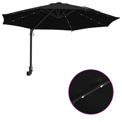 Garden Parasol Black 248 x 248 x 148 cm Polyester and Steel