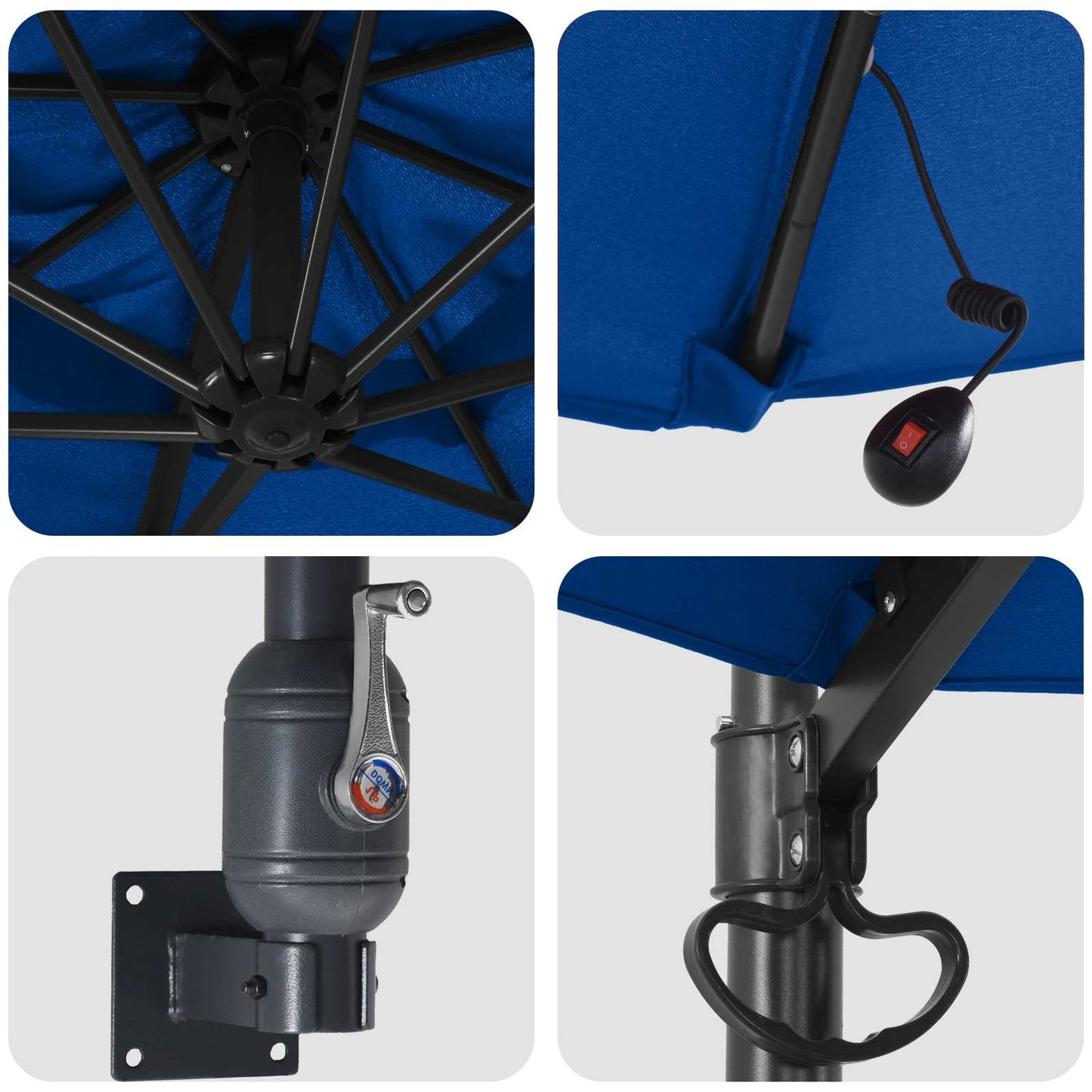 Garden Parasol Azurblau 248 x 248 x 148 cm Polyester and Steel