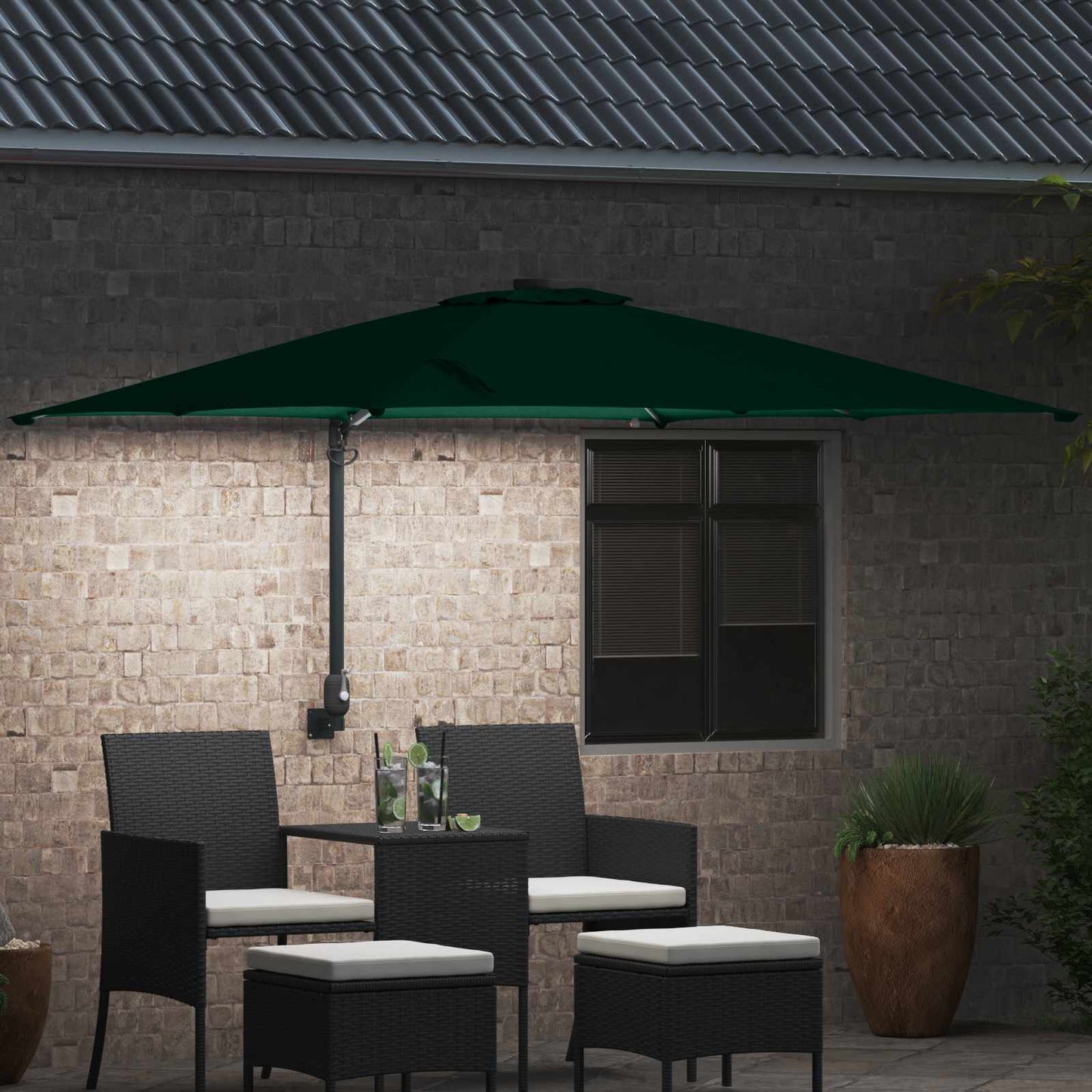 Garden Parasol Green 248.5 x 247.5 x 160 cm Polyester and Steel