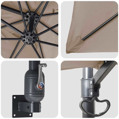 Garden Parasol Taupe 248.5 x 247.5 x 160 cm Polyester and Steel
