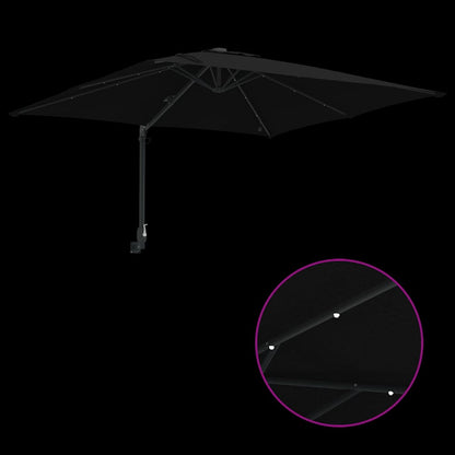 Garden Parasol Black 248.5 x 247.5 x 160 cm Polyester and Steel