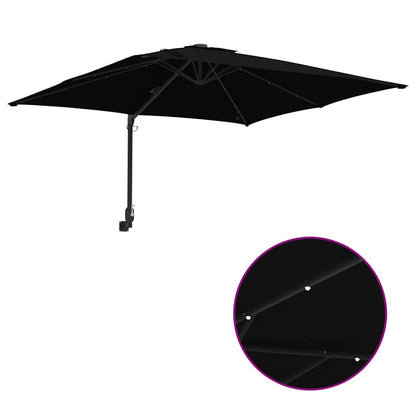 Garden Parasol Black 248.5 x 247.5 x 160 cm Polyester and Steel