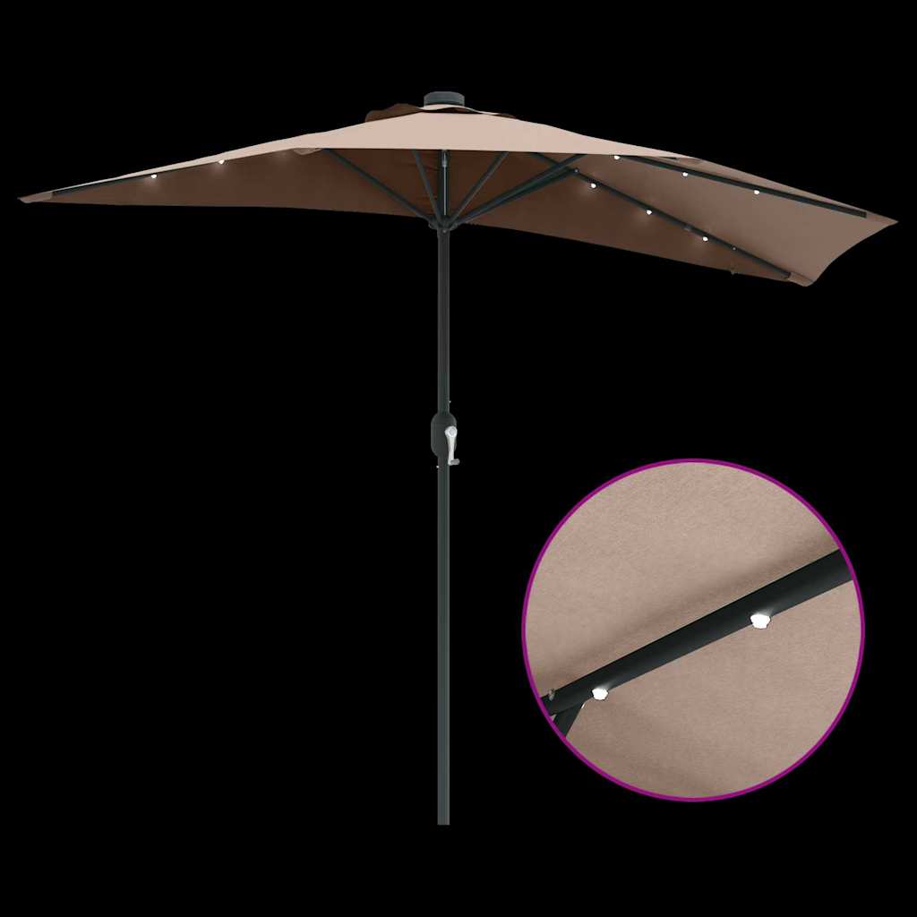 Garden Parasol Taupe 294 x 150 x 223 cm Polyester and Steel