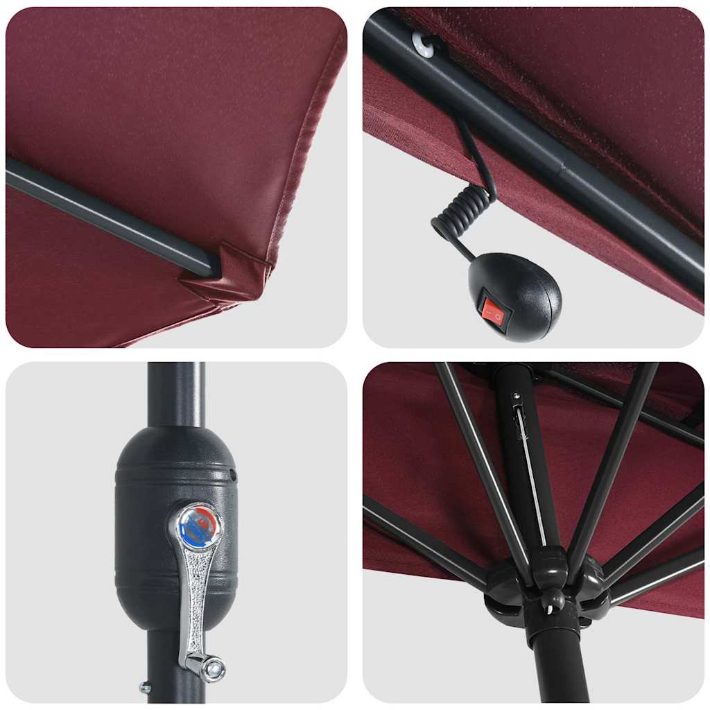 Garden Parasol Bordeaux Red 294 x 150 x 223 cm