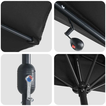Garden Parasol Black 294 x 150 x 223 cm Polyester and Steel