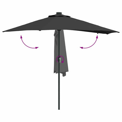 Garden Parasol Black 294 x 150 x 223 cm Polyester and Steel