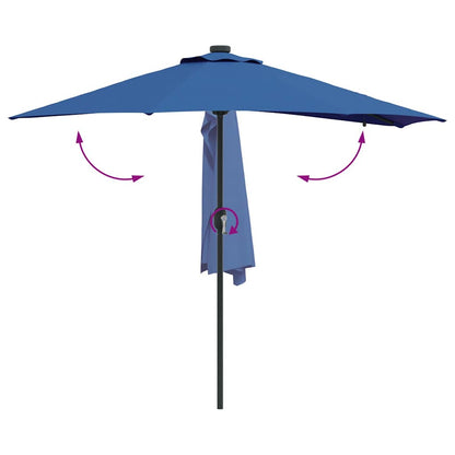 Garden Parasol Azurblau 294 x 150 x 223 cm Polyester and Steel