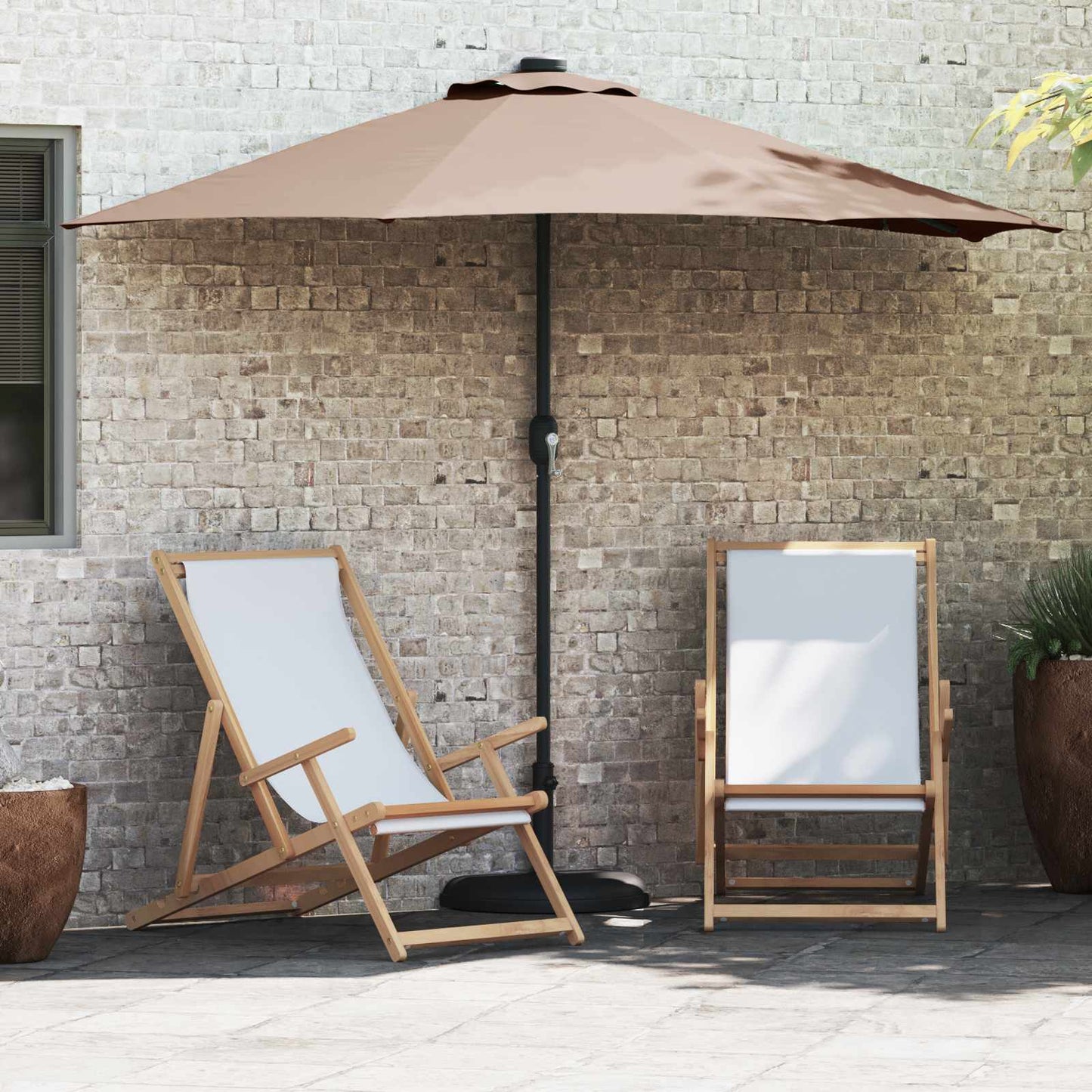 Garden Parasol Taupe 294 x 150 x 224 cm Polyester and Steel