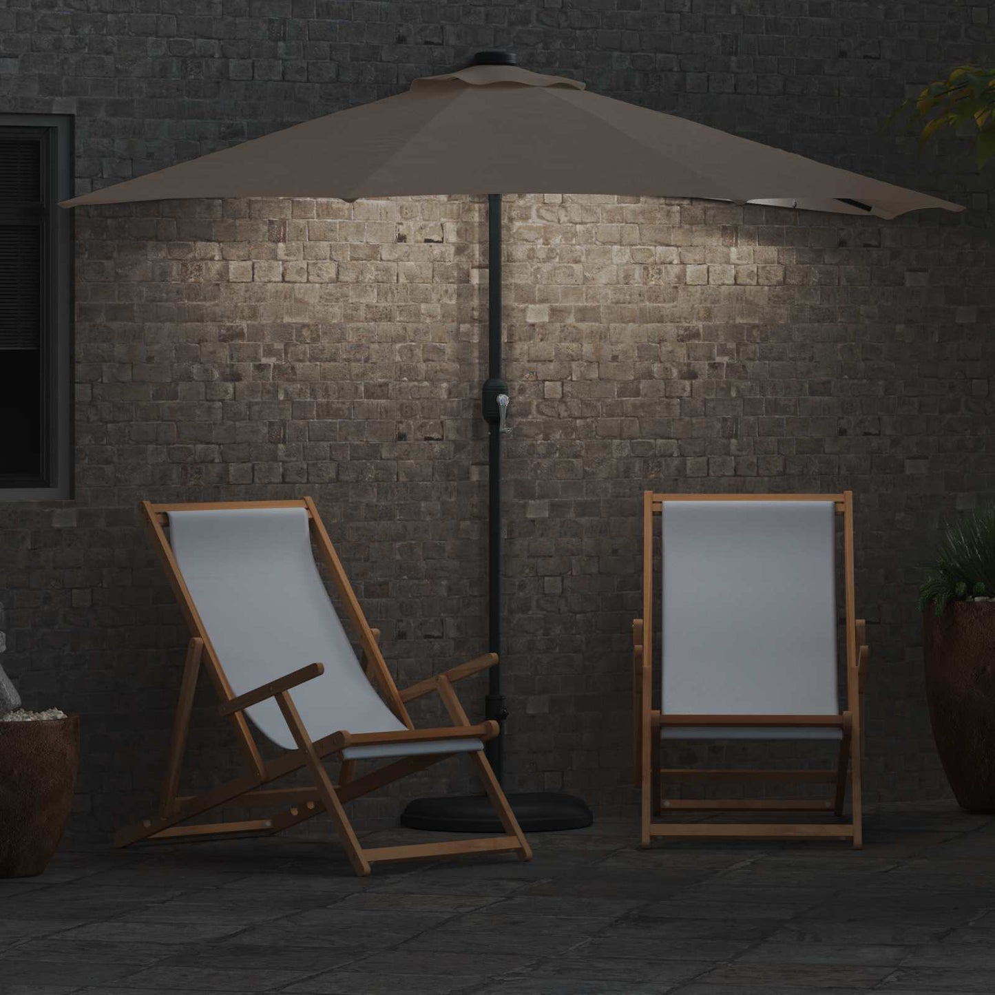 Garden Parasol Taupe 294 x 150 x 224 cm Polyester and Steel