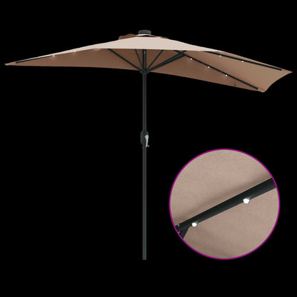 Garden Parasol Taupe 294 x 150 x 224 cm Polyester and Steel