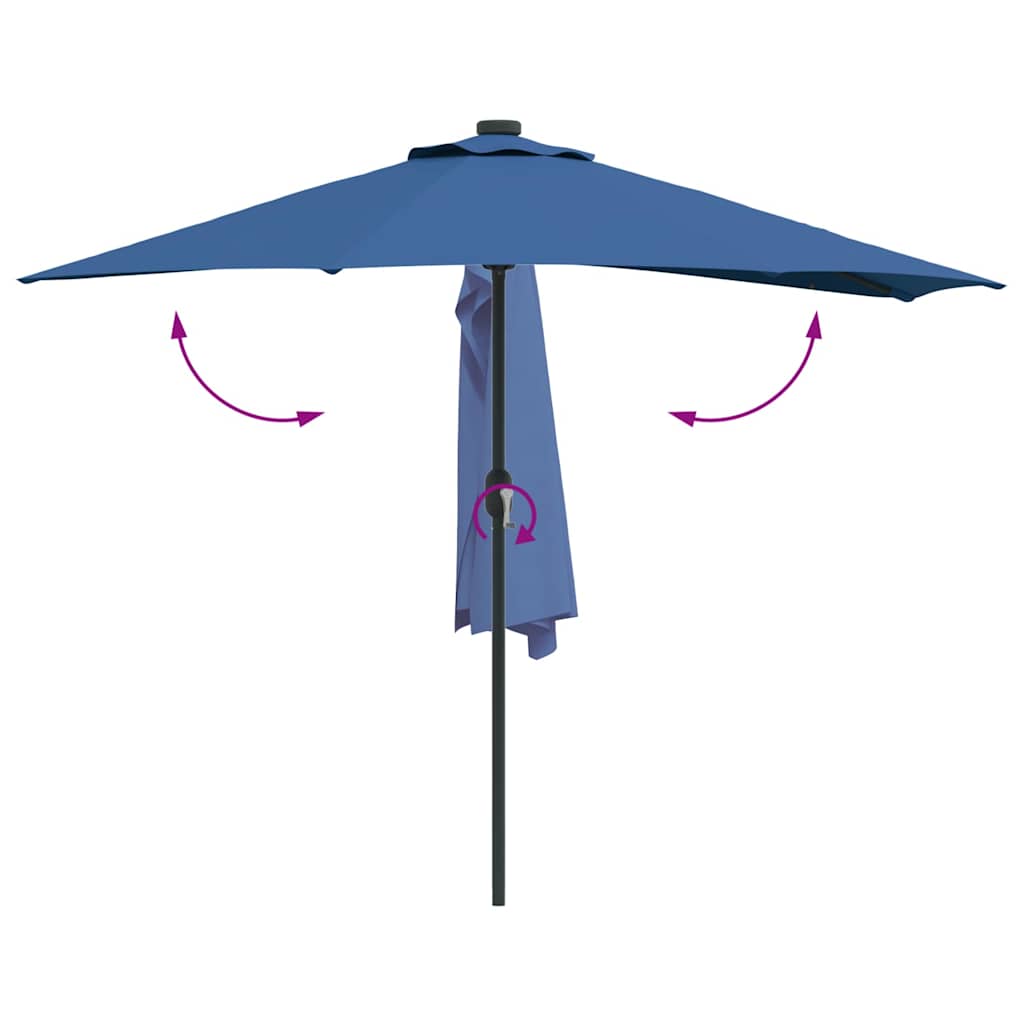 Garden Parasol Azurblau 294 x 150 x 224 cm Polyester and Steel