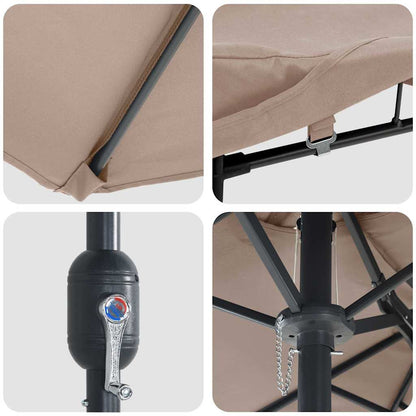 Garden Parasol Taupe 385 x 209 x 244 cm Polyester and Steel