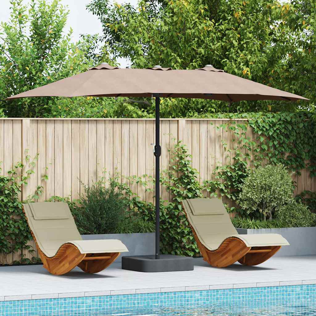 Garden Parasol Taupe 385 x 209 x 244 cm Polyester and Steel