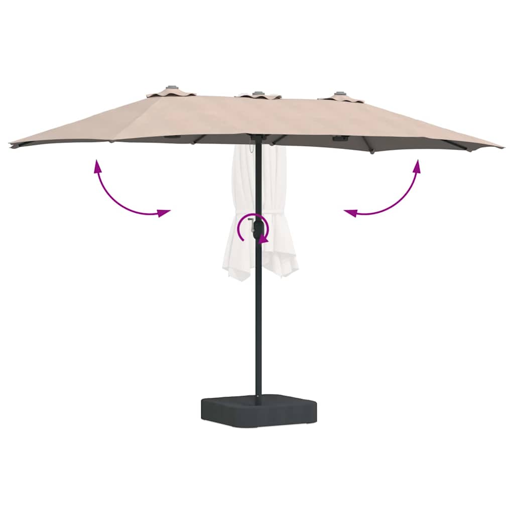 Garden Parasol Taupe 385 x 209 x 244 cm Polyester and Steel