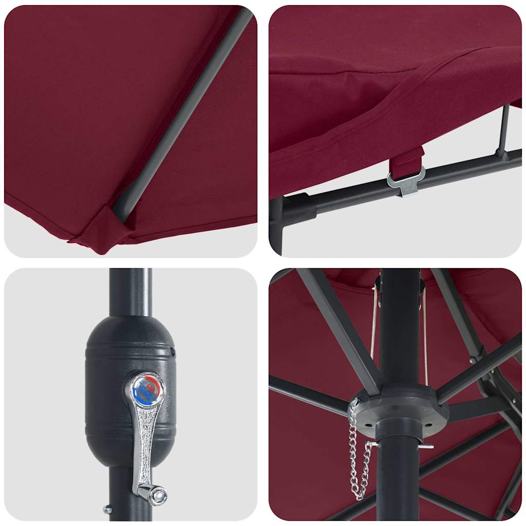 Garden Parasol Bordeaux Red 385 x 209 x 244 cm