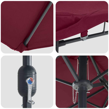 Garden Parasol Bordeaux Red 385 x 209 x 244 cm