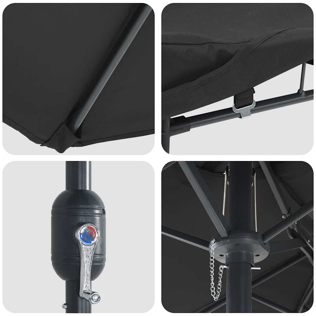 Garden Parasol Black 385 x 209 x 244 cm Polyester and Steel