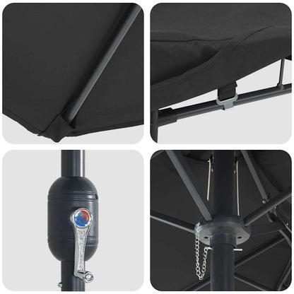 Garden Parasol Black 385 x 209 x 244 cm Polyester and Steel