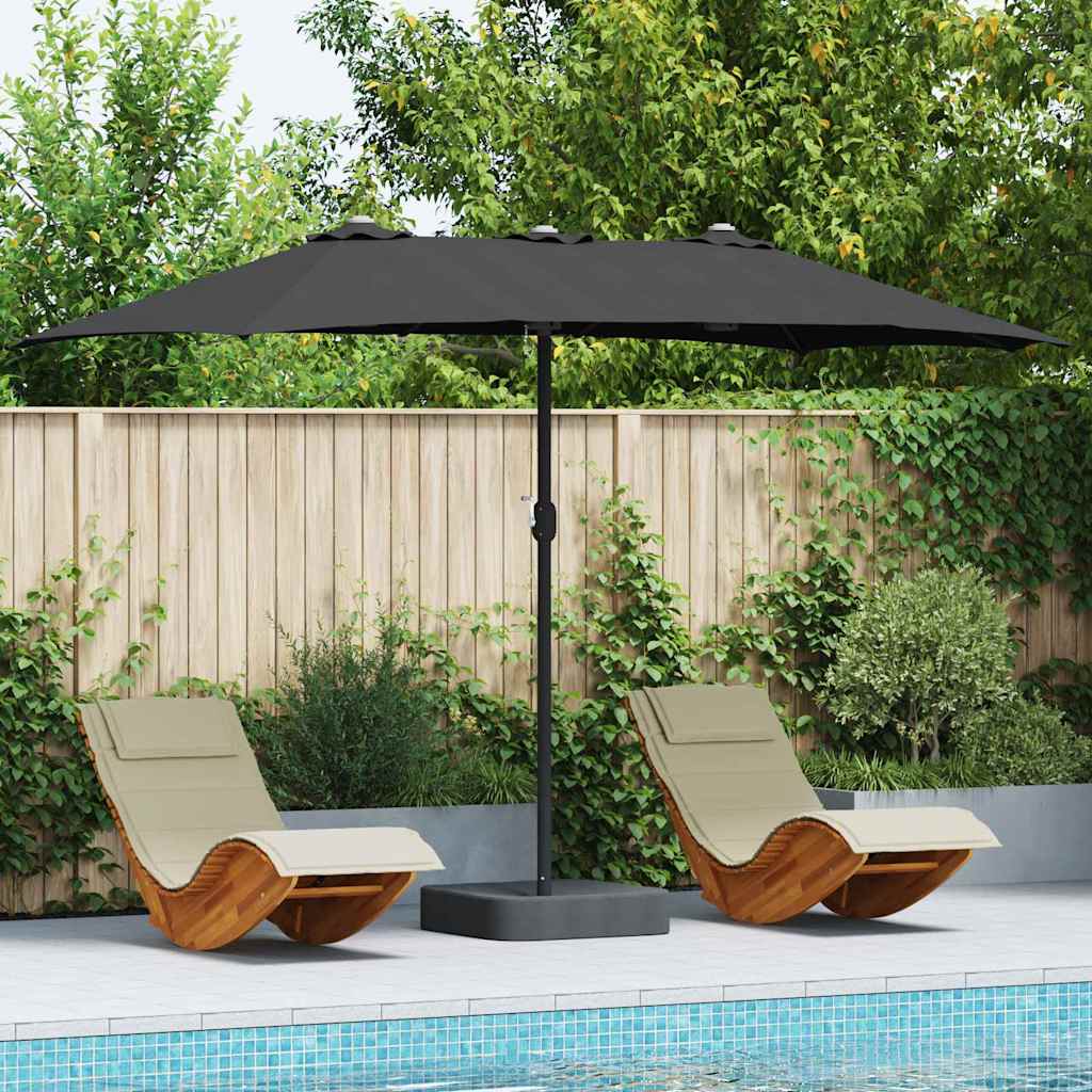 Garden Parasol Black 385 x 209 x 244 cm Polyester and Steel