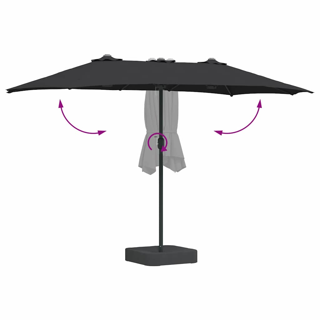 Garden Parasol Black 385 x 209 x 244 cm Polyester and Steel