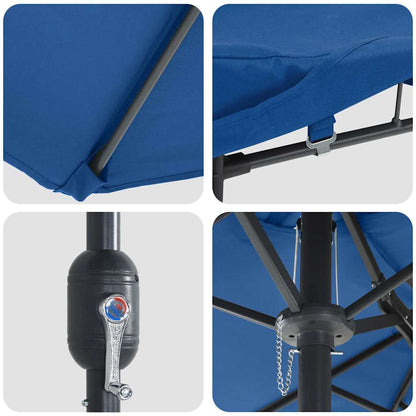 Garden Parasol Azurblau 385 x 209 x 244 cm Polyester and Steel