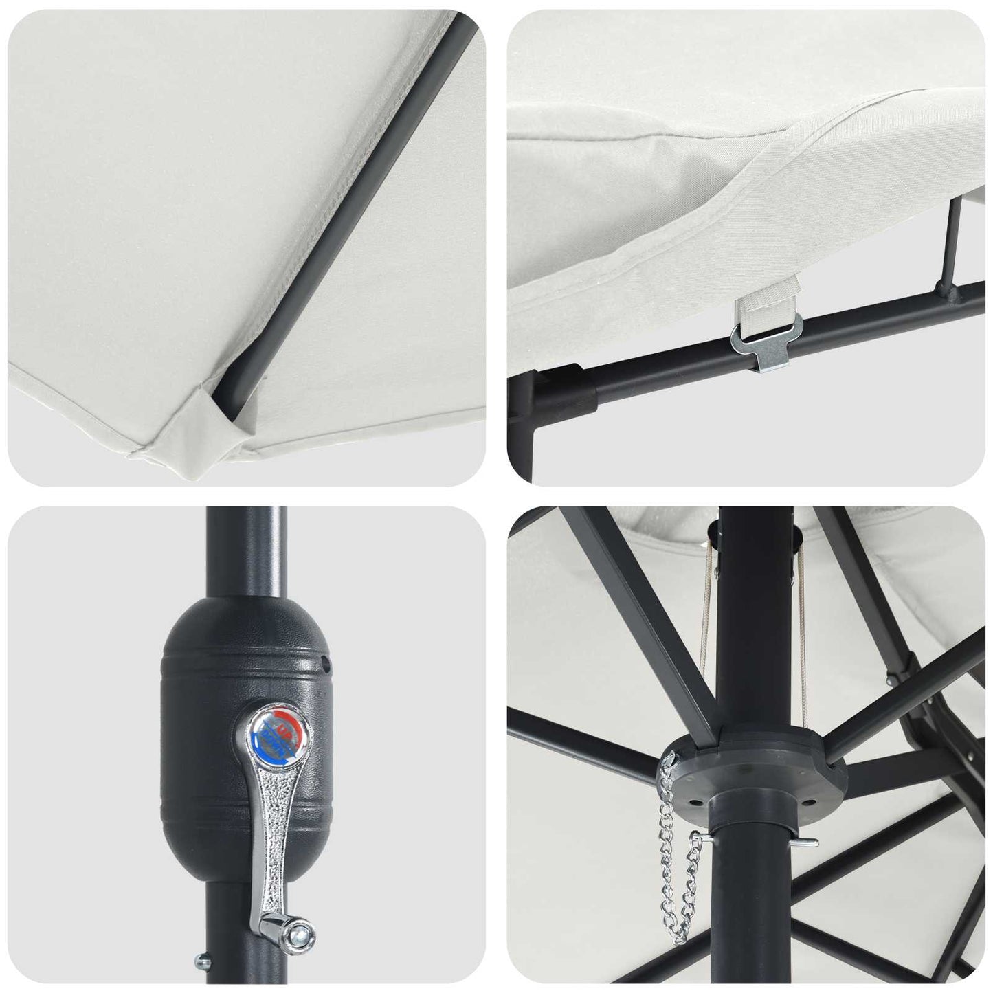 Garden Parasol Sand and Anthracite 385 x 209 x 244 cm Polyester